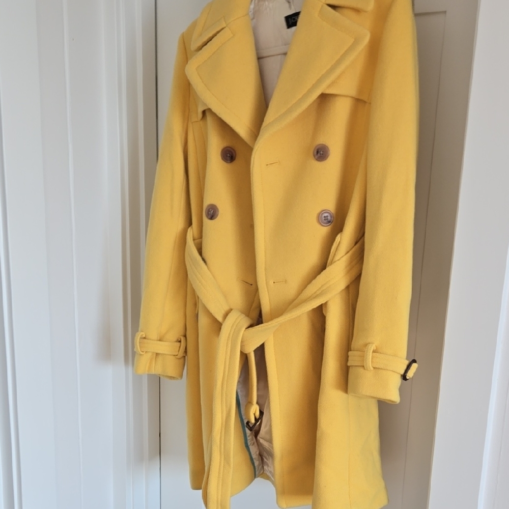 J. Crew Yellow Pea Coat Tailored Fit
